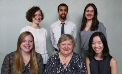Five University of Scranton students received Fulbright Awards through the U.S. Student Program for the 2016-2017 academic year. Front row, from left are, Sarah Fitch who was awarded a Fulbright English Teaching Assistantship to Malaysia; Susan Trussler, Ph.D., Fulbright advisor and associate professor of economics and finance at the University; and Aimee Miller, who was awarded a Fulbright Academic Award to China. Back row are: Olivia Gillespie, who was awarded a Fulbright English Teaching Assistantship to Brazil; Ivan Simpson-Kent, who was awarded a Fulbright Academic Award to Germany; and Veronica Sinotte, who was awarded a Fulbright Academic Award to Denmark.
